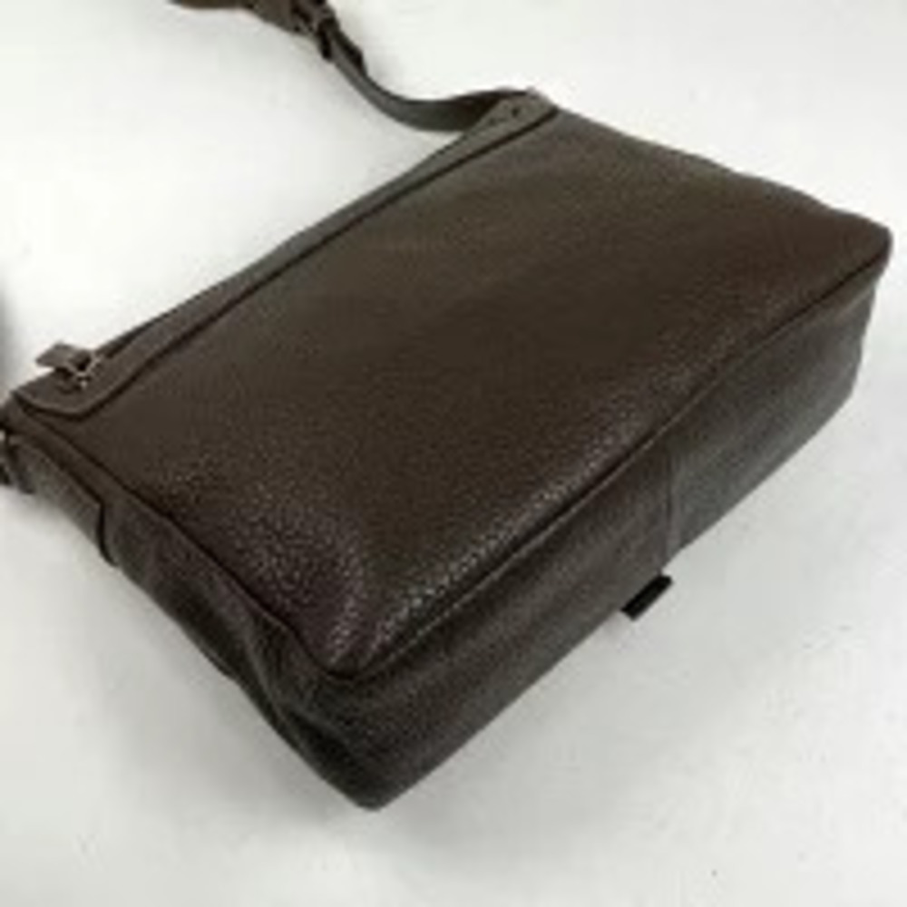 Prada Bag Leather Crossbody Messenger Plate Brown Shoulder